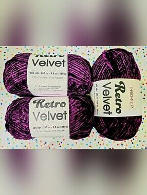 2M3 SKEINS NIP PREMIER RETRO VELVET YARN PURPLE